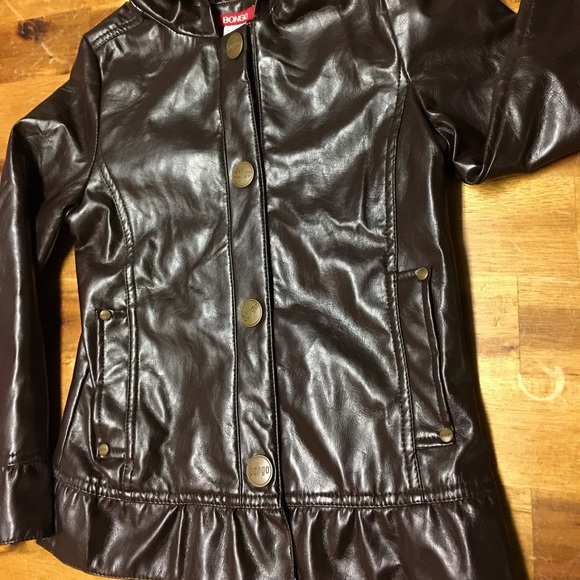 Bongo Pleather Brown Jacket Girls 7/8 - Picture 2 of 5